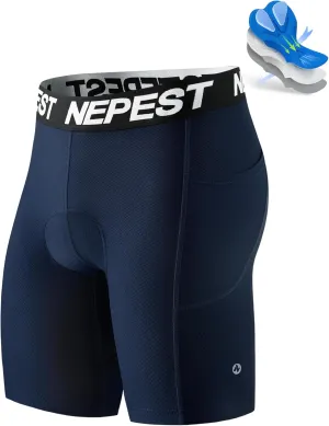 Nepest Cycling Underwear for Men Bike Shorts 4D Padded Biking Road Bicycle Biker MTB Liner Padding Shorts with Pockets