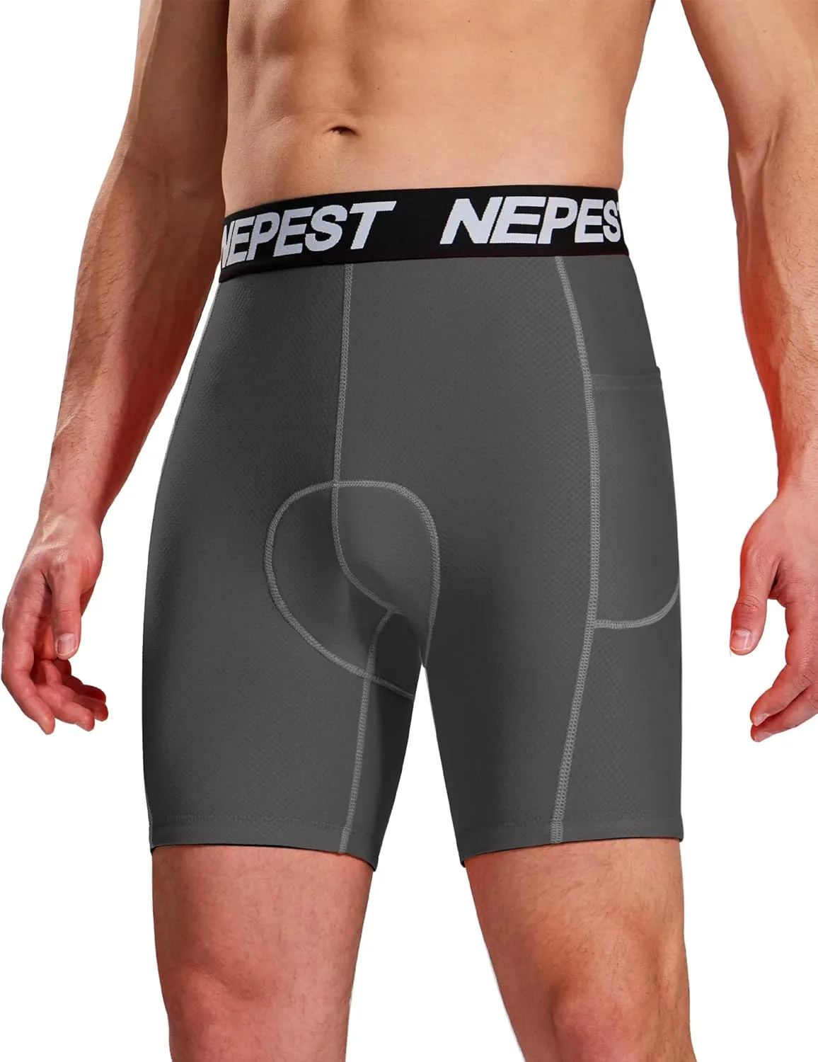 Nepest Cycling Underwear for Men Bike Shorts 4D Padded Biking Road Bicycle Biker MTB Liner Padding Shorts with Pockets
