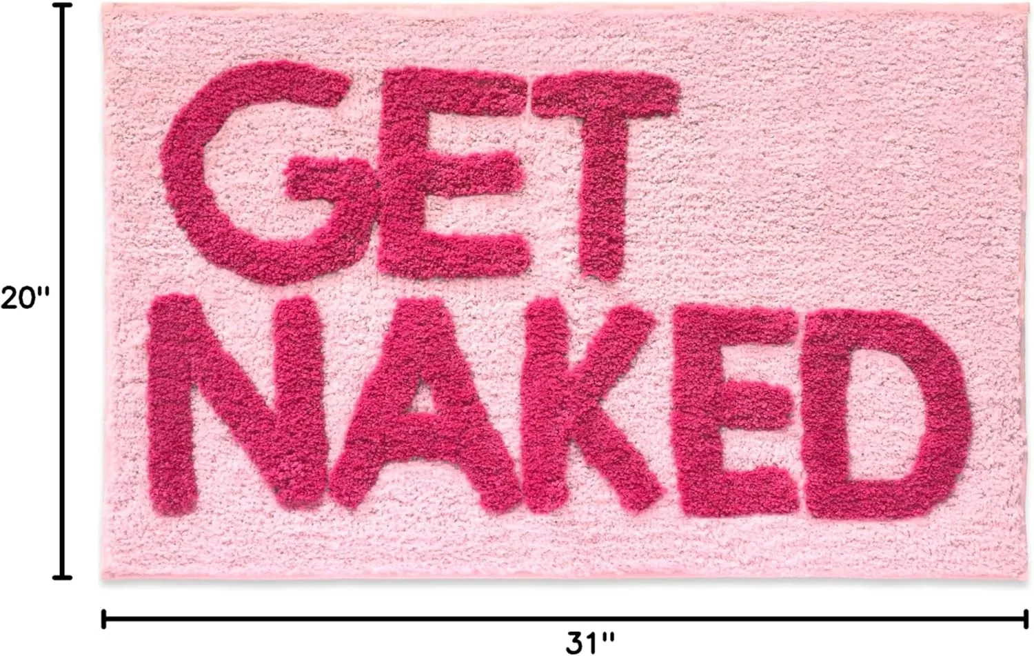 New Mungo Get Naked Bath Mat Pink - Hot Pink Bathroom Rug, 31" x 20"