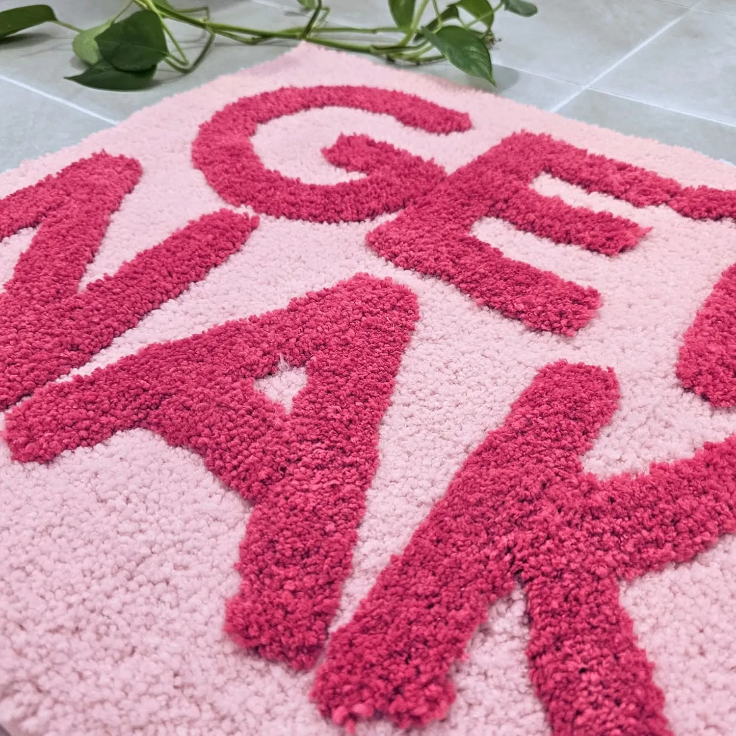 New Mungo Get Naked Bath Mat Pink - Hot Pink Bathroom Rug, 31" x 20"