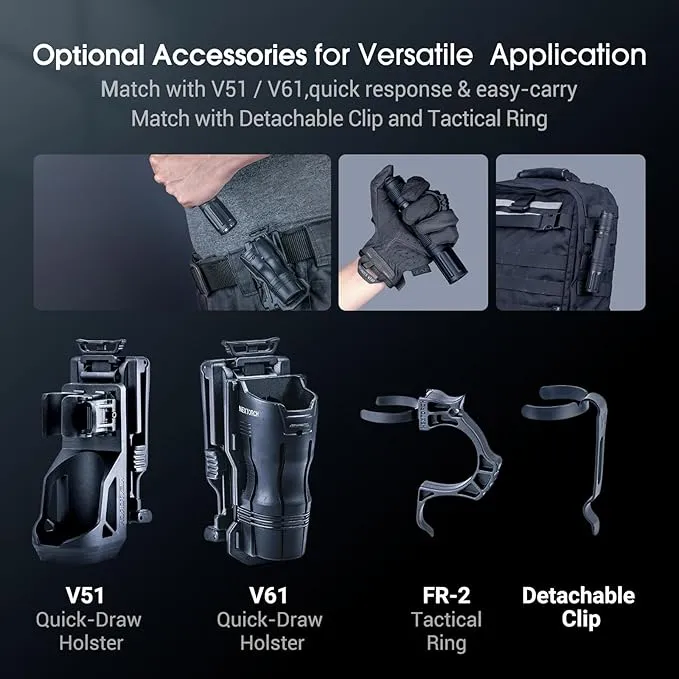 NEXTORCH E52C Rechargeable Flashlight High Lumen, 3000 Lumen Tactical Flashlight with 3 Mode & Strobe for Outdoor Hiking, Daily Overhaul, Camping, Proximity Finding, Urban Commuting, Emergency Defense