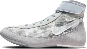 Nike Kids Speed Sweep VII Wrestling Shoes (3, Silver/White-M)
