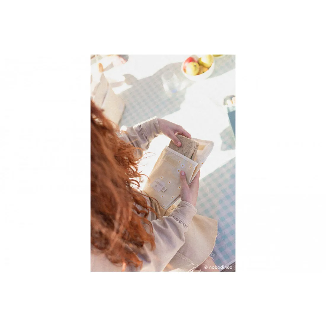 nobodinoz Sunshine Double Pocket Eco Snack Bag Daisies