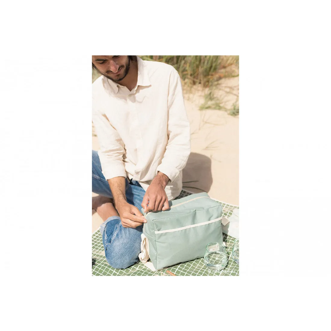 nobodinoz Sunshine XL Rectangular Cooler Bag Melon Vichy