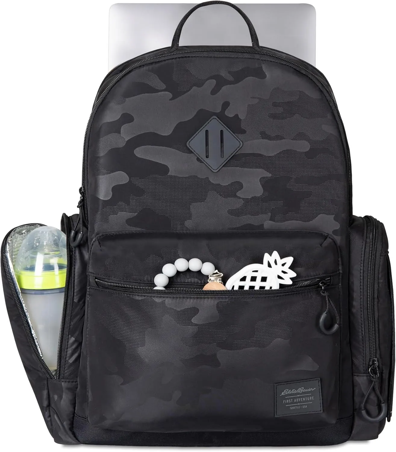 NOJO Eddie Bauer Camo Backpack Diaper Bag - Black & Gray