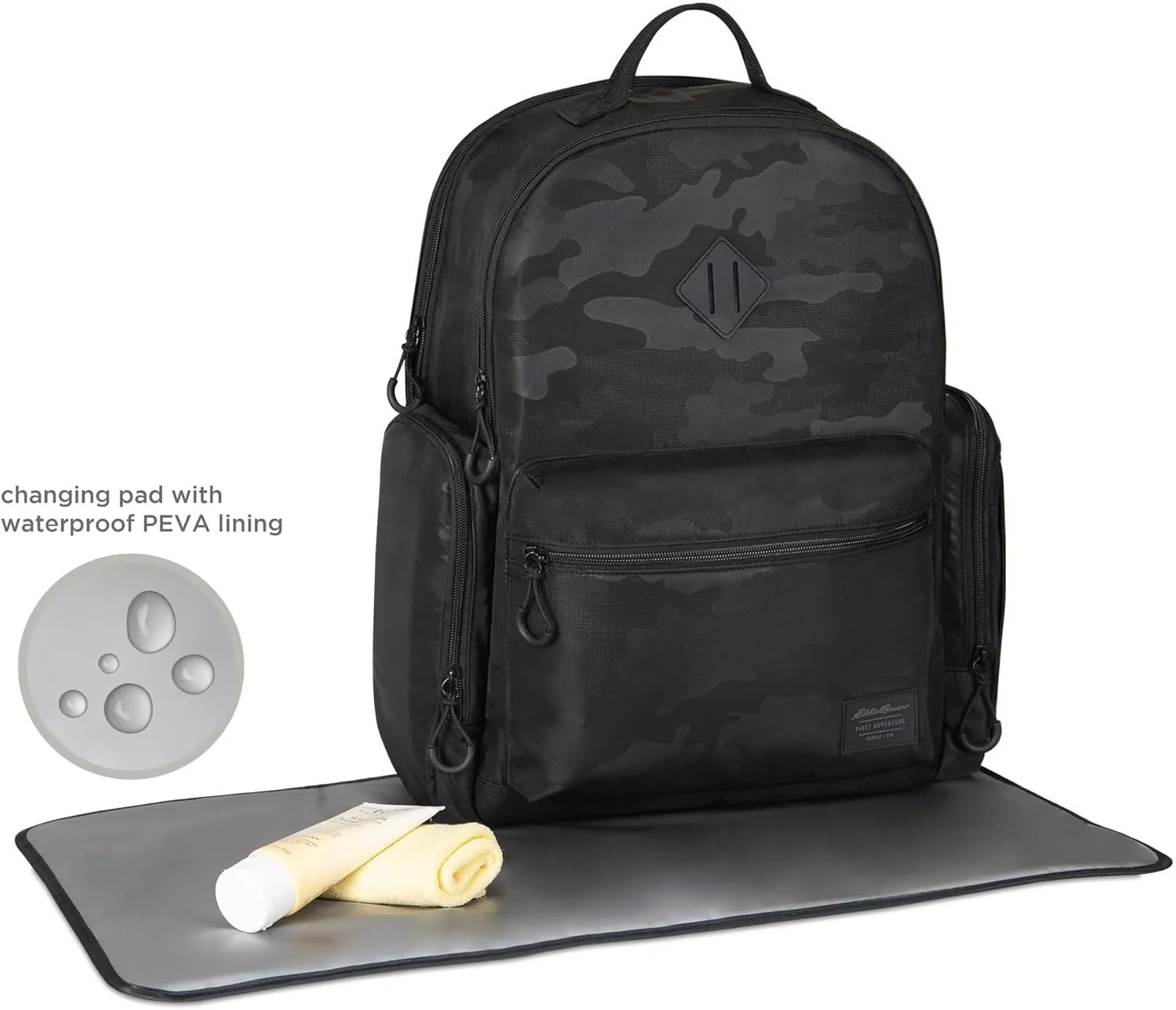 NOJO Eddie Bauer Camo Backpack Diaper Bag - Black & Gray
