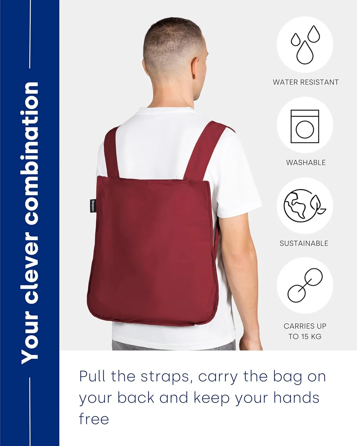 Notabag – 2 in 1 Backpack and Bag – Backpack waterproof – reusable grocery bags foldable