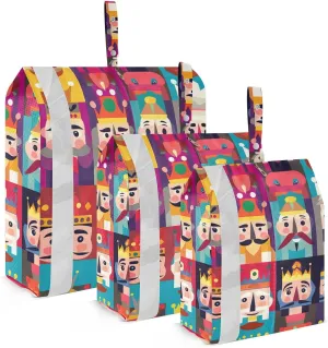 Nutcracker Figures Travel Storage Bag with Lanyard - Portable Lightweight Classified Storage Bag with Zipper, Dust and Waterproof Travel Packing Cube for Suitcase,3 Pieces