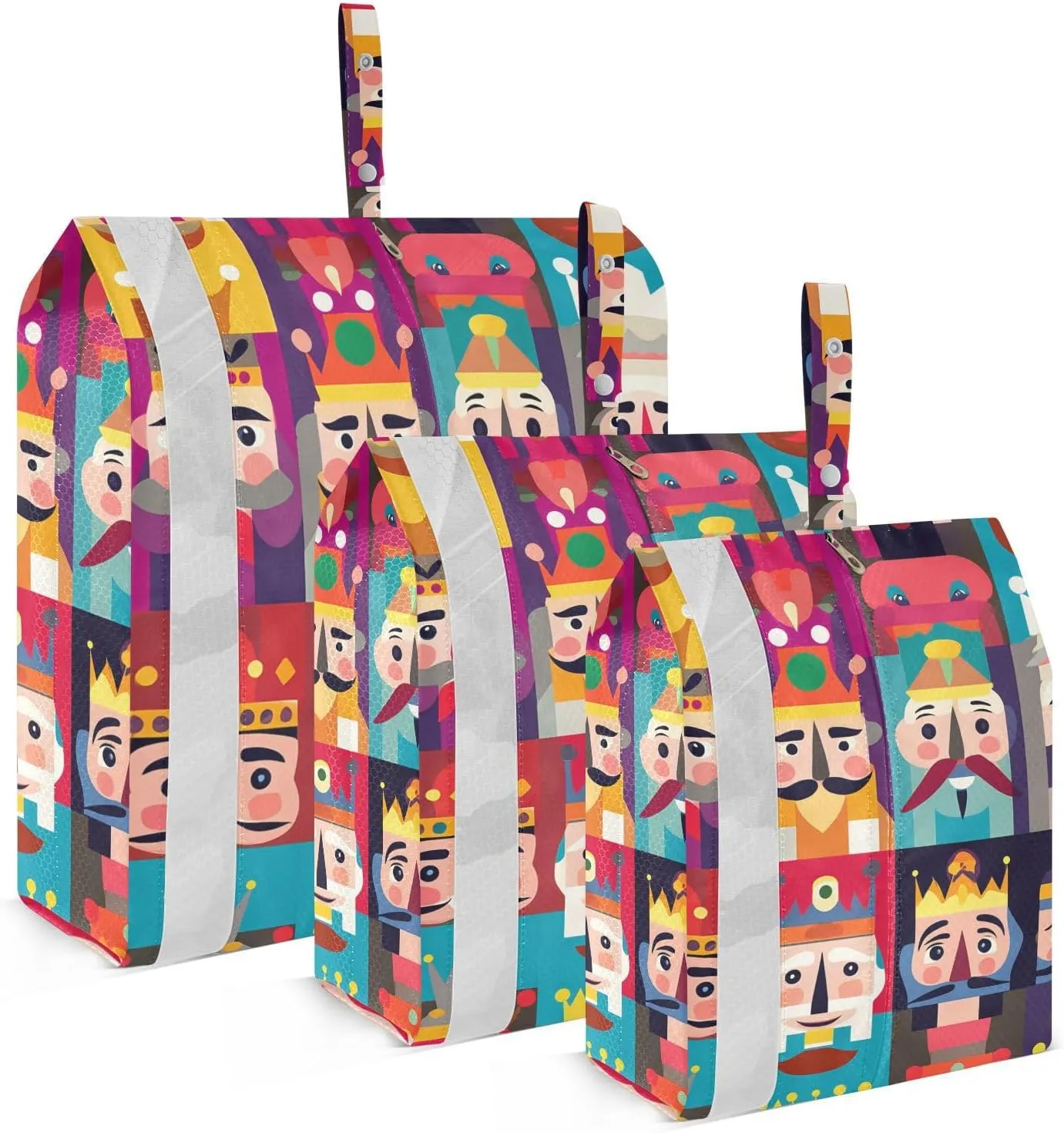 Nutcracker Figures Travel Storage Bag with Lanyard - Portable Lightweight Classified Storage Bag with Zipper, Dust and Waterproof Travel Packing Cube for Suitcase,3 Pieces