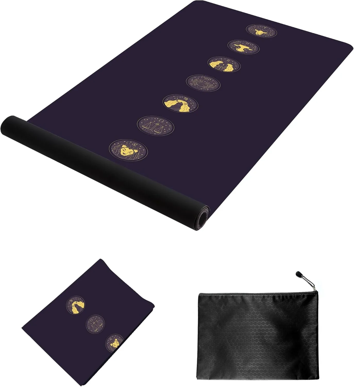 nuveti Printed Travel Yoga Mat-1/16 Inch Thick Non Slip Fitness Workout Mat with Carrying Bag, Foldable Lightweight Suede & Natural Rubber Yoga Mat for Yoga Pilates and Fitness 72" L x 24" W x 1.5mm