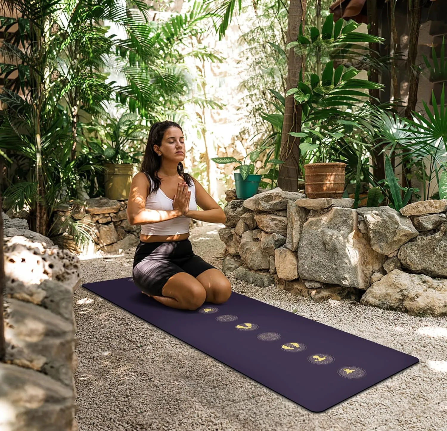 nuveti Printed Travel Yoga Mat-1/16 Inch Thick Non Slip Fitness Workout Mat with Carrying Bag, Foldable Lightweight Suede & Natural Rubber Yoga Mat for Yoga Pilates and Fitness 72" L x 24" W x 1.5mm