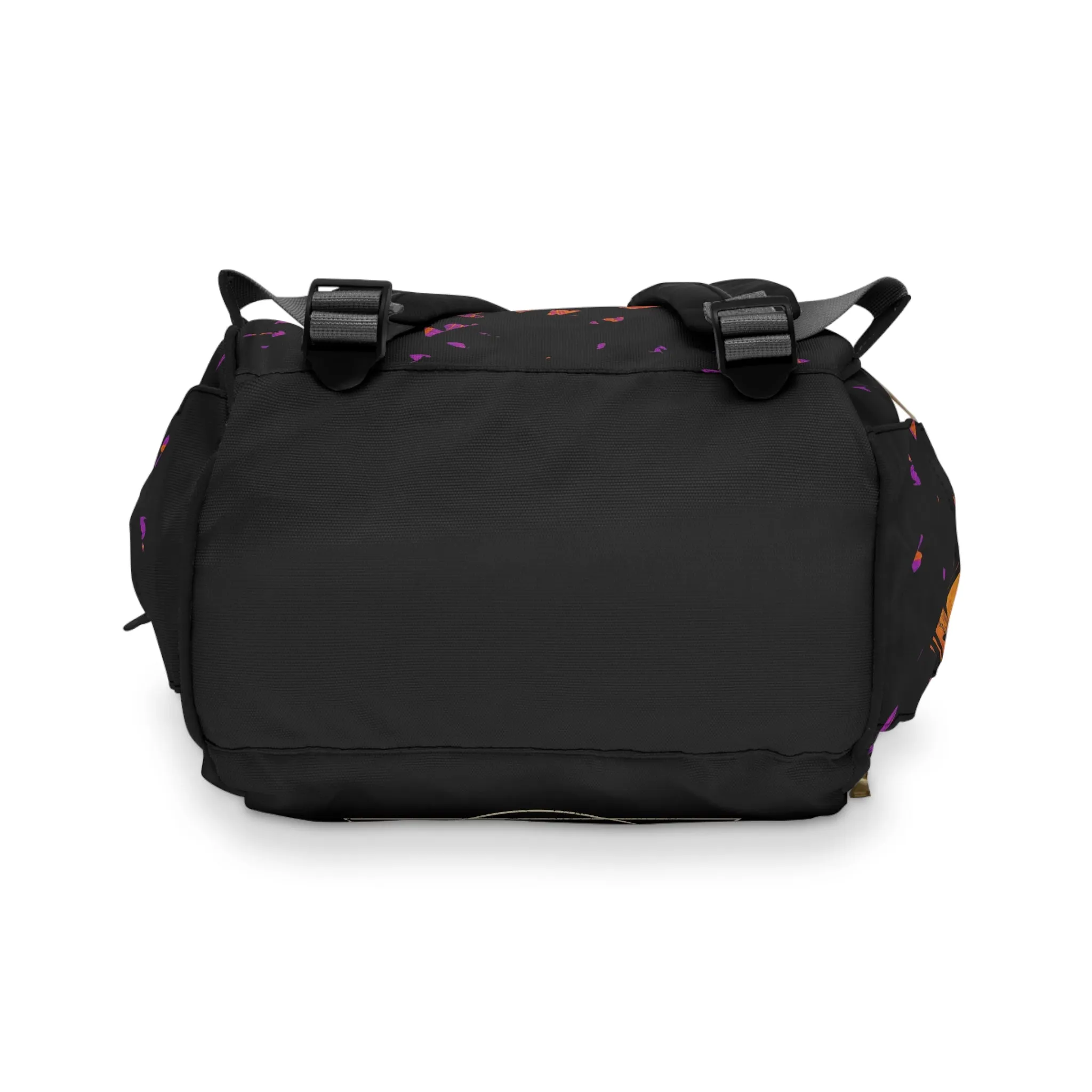 Occult Bat Skeleton Multifunctional Diaper Backpack - Orange   Black