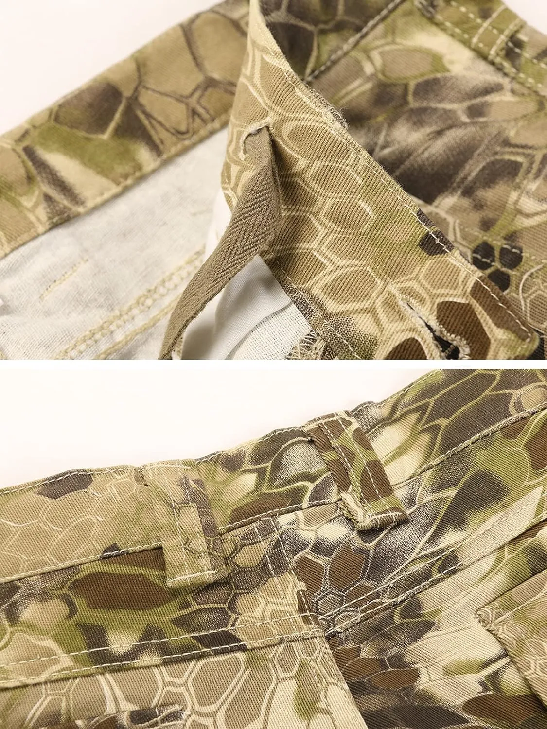 OCHENTA Men's Cotton Casual Cargo Work Pants Baggy Camo Tactical Combat Trousers with 8 Pockets (No Belt)