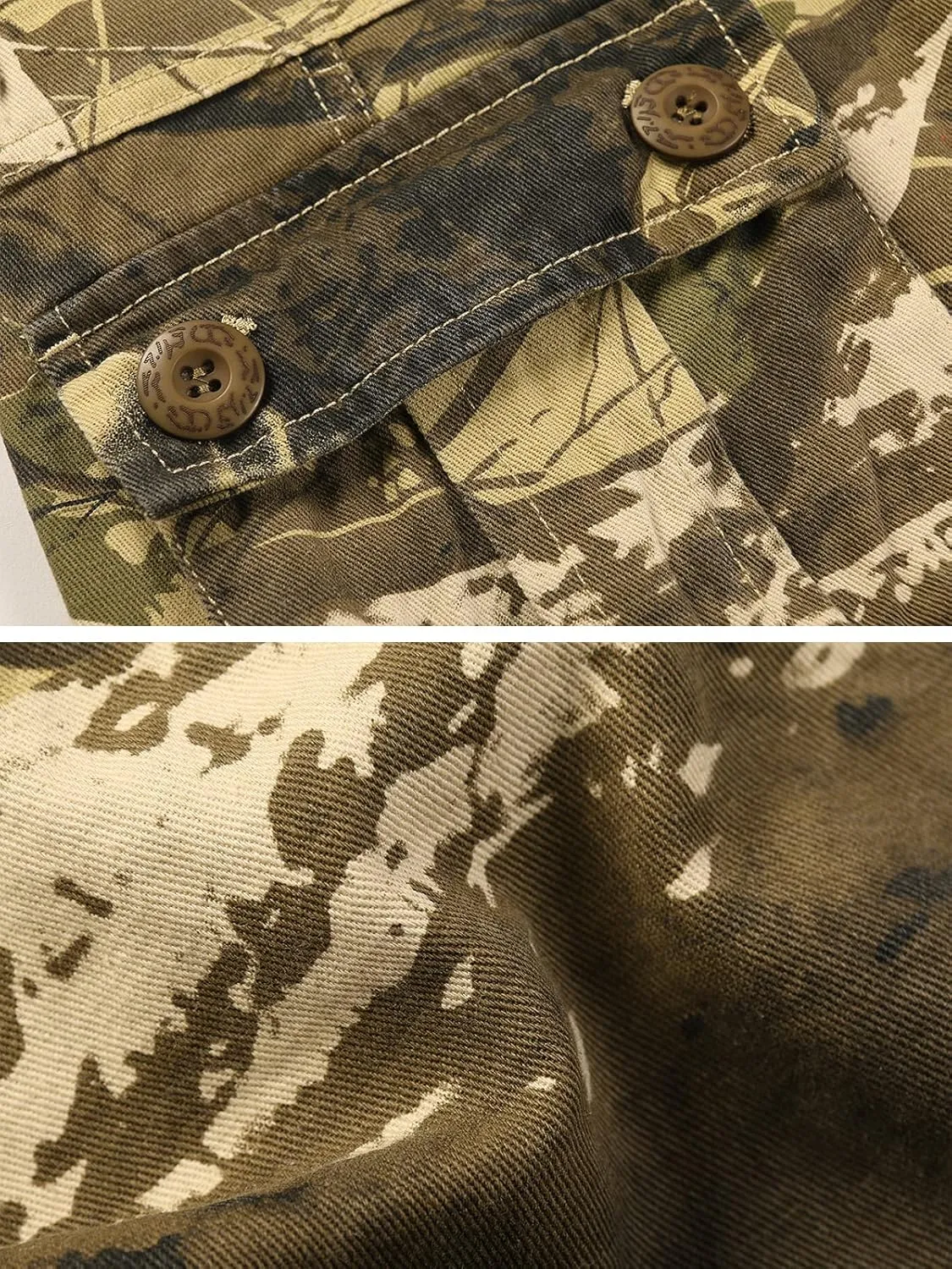 OCHENTA Men's Cotton Casual Cargo Work Pants Baggy Camo Tactical Combat Trousers with 8 Pockets (No Belt)
