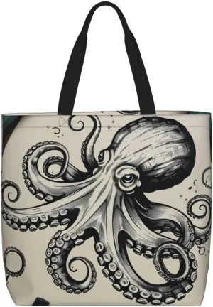 Octopus Design Print One Shoulder Convenient Bag,Cute Women's One Shoulder Handbag,Suitable for Work and Grocery Shopping