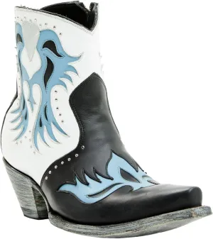 Old Gringo Women's Let Your Heart Western Booties Snip Toe Blue/White 7 1/2 M US