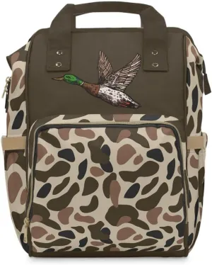 Old School Camo Duck Backpack/Mallard Duck Travel Bag/Trendy Duck Camo Carryon