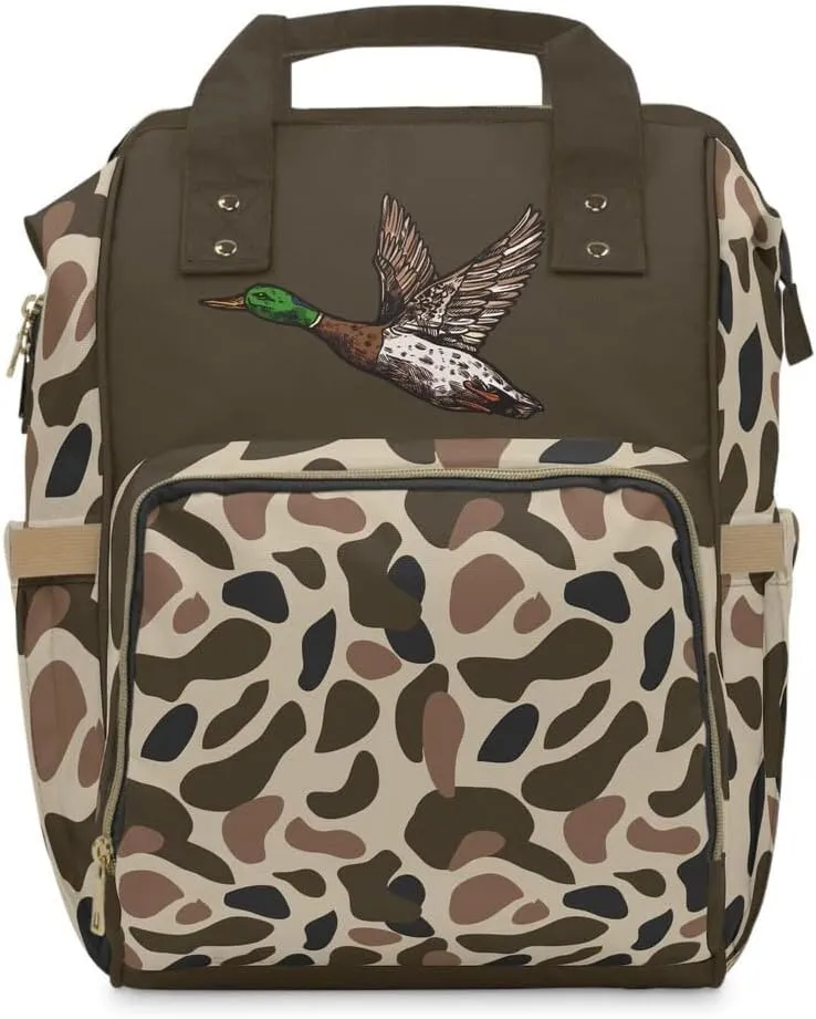 Old School Camo Duck Backpack/Mallard Duck Travel Bag/Trendy Duck Camo Carryon