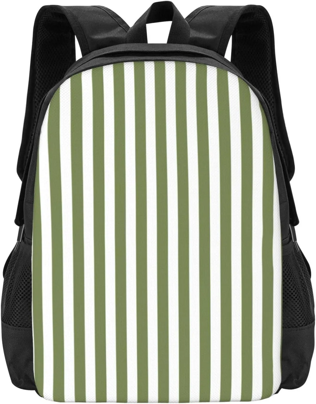 Olive Green And White Candy Stripes Lightweight Packable Backpack Travel Casual Hiking Daypack Foldable Backpack For Men Women