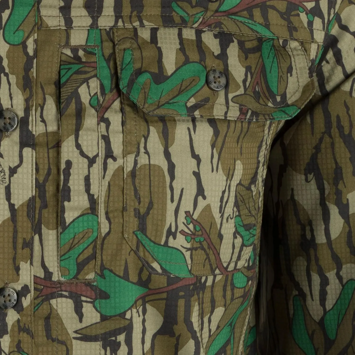 Ol’Tom Men's Wingshooter Trey Mossy Oak Camo Button-Down Shirt - Long Sleeve Hunting Shirt, Breathable and Lightweight