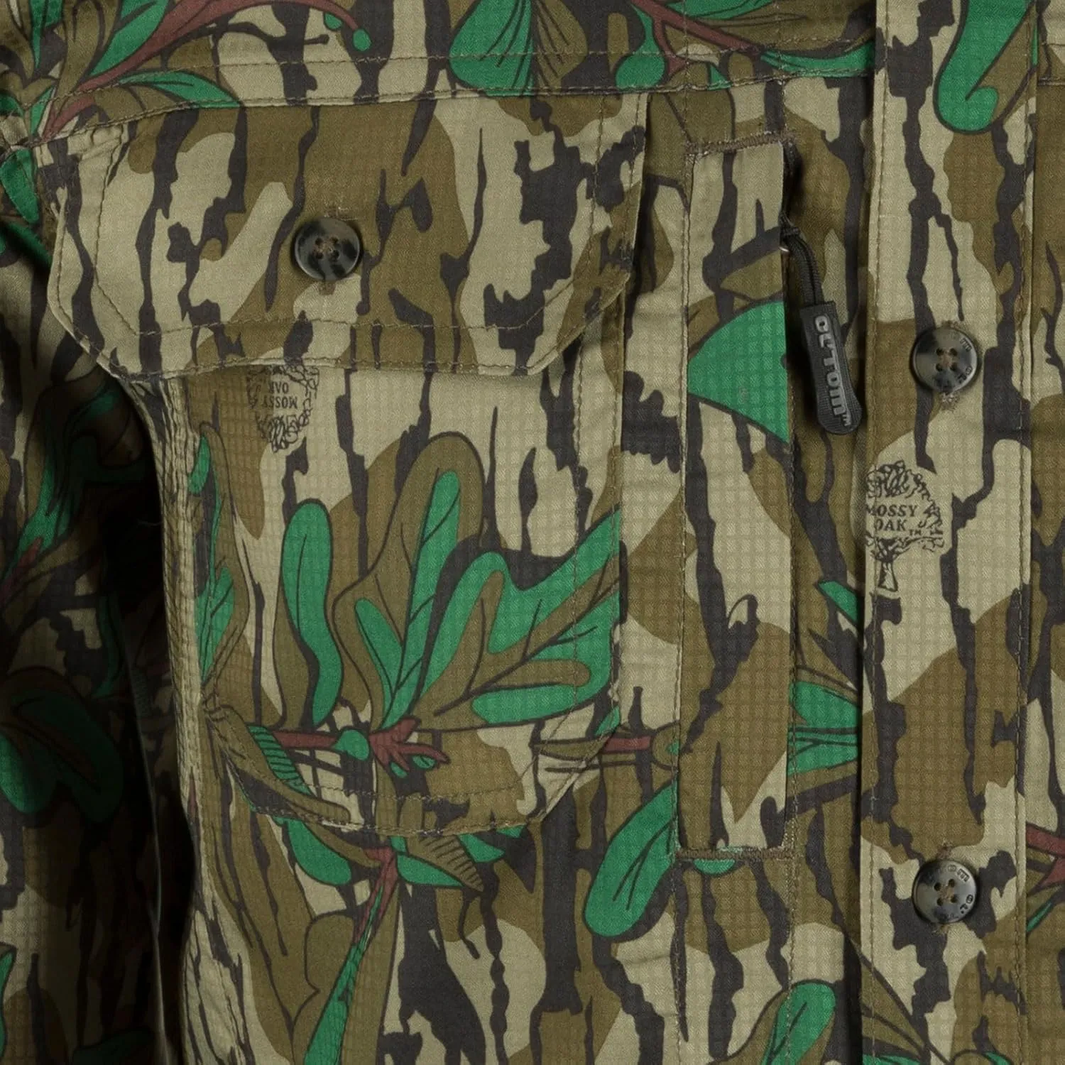 Ol’Tom Men's Wingshooter Trey Mossy Oak Camo Button-Down Shirt - Long Sleeve Hunting Shirt, Breathable and Lightweight