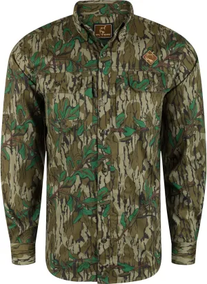 Ol’Tom Men's Wingshooter Trey Mossy Oak Camo Button-Down Shirt - Long Sleeve Hunting Shirt, Breathable and Lightweight