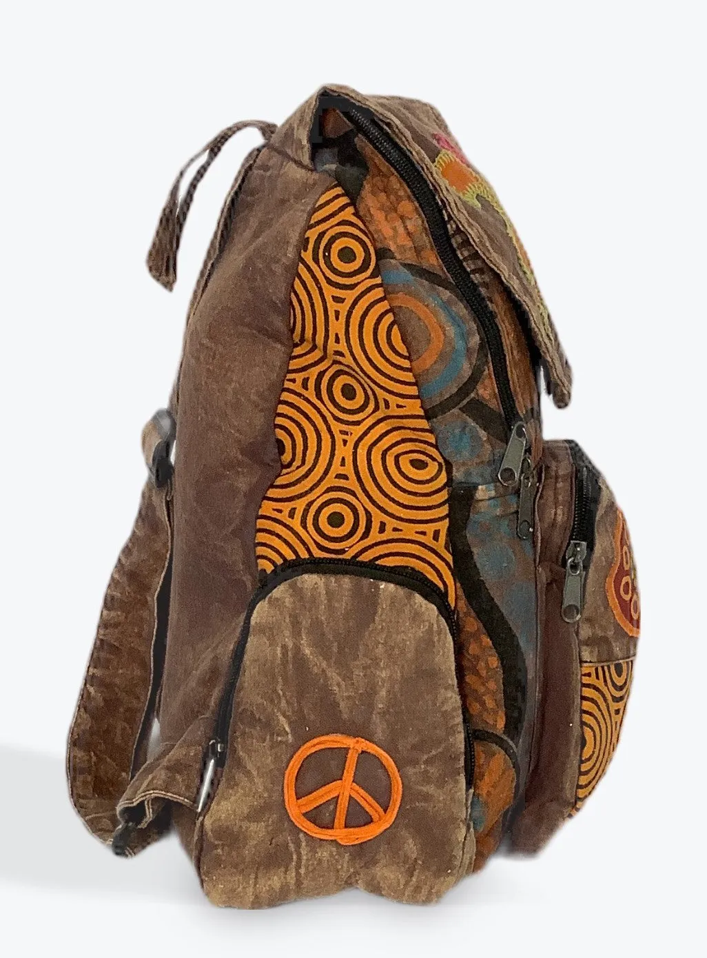 Om Stonewashed Patchwork Backpack