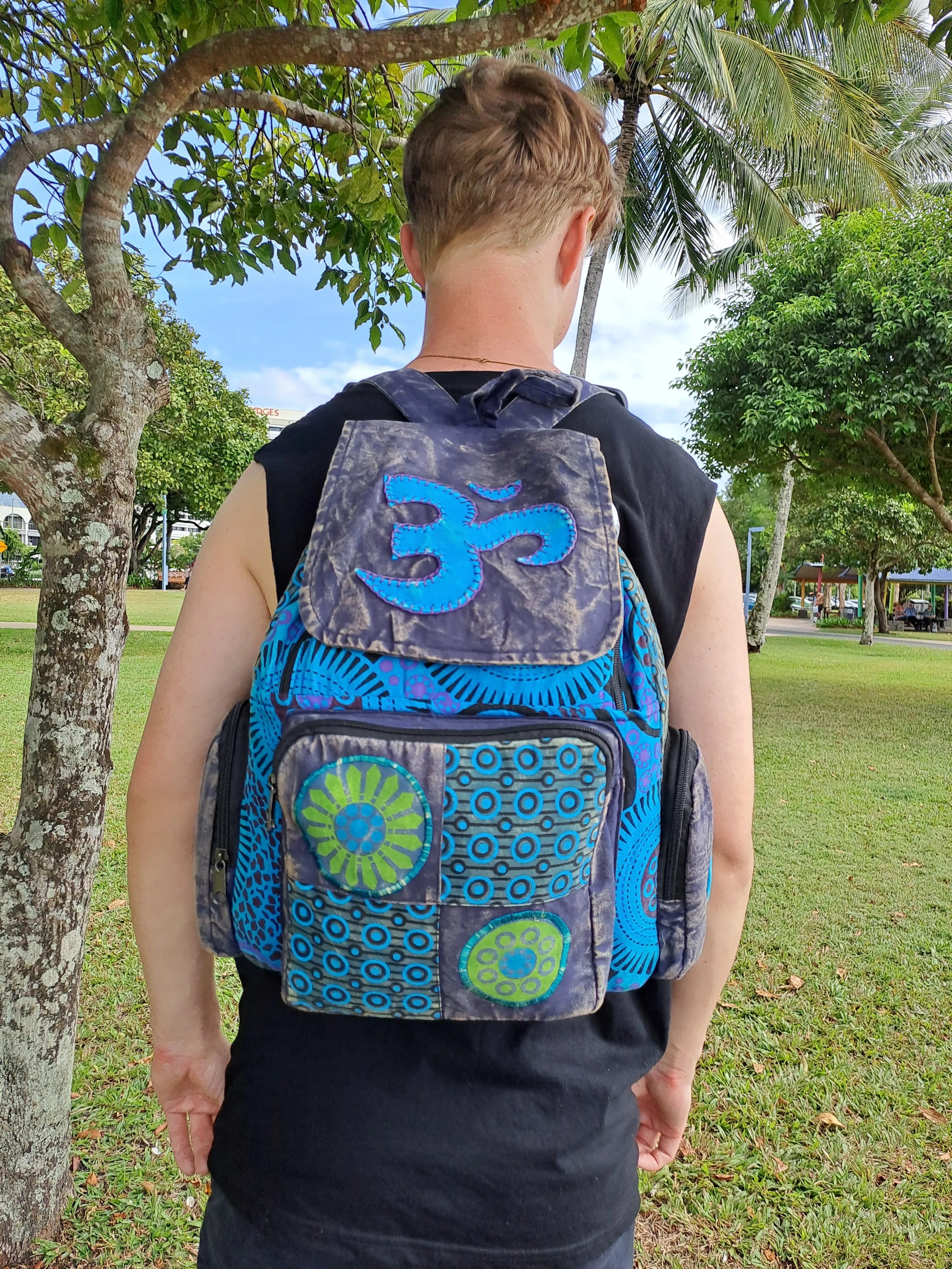 Om Stonewashed Patchwork Backpack
