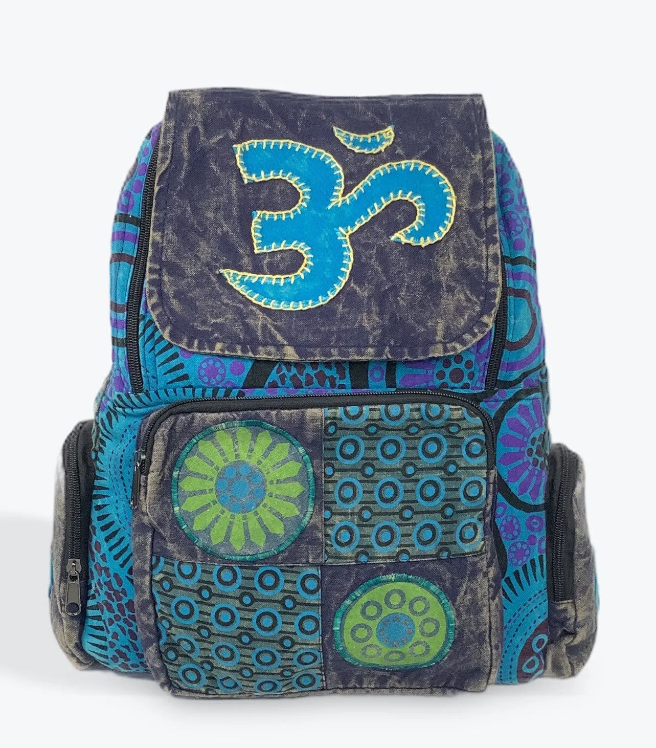 Om Stonewashed Patchwork Backpack