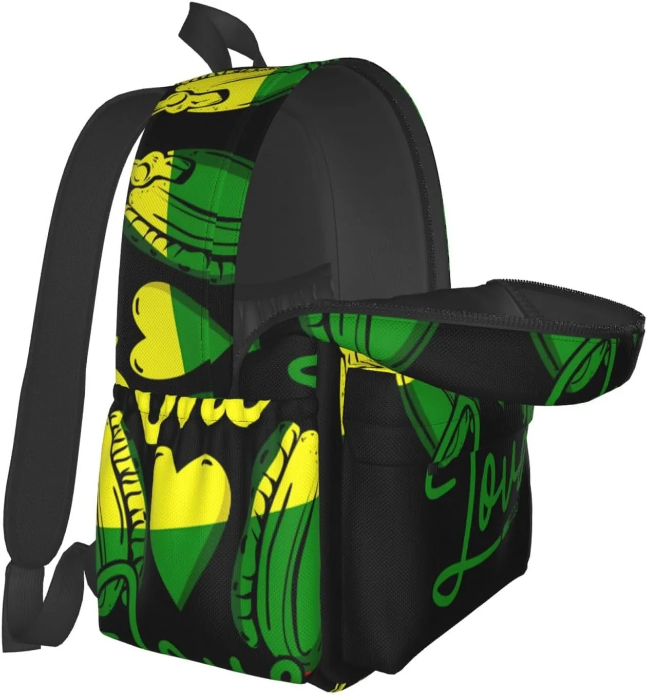 One Loves Music Rastafari Jamaica Casual Backpacks Large Travel Backpack Laptop Rucksack Sports Daypack Adjustable Strap Bag for Camping Hiking