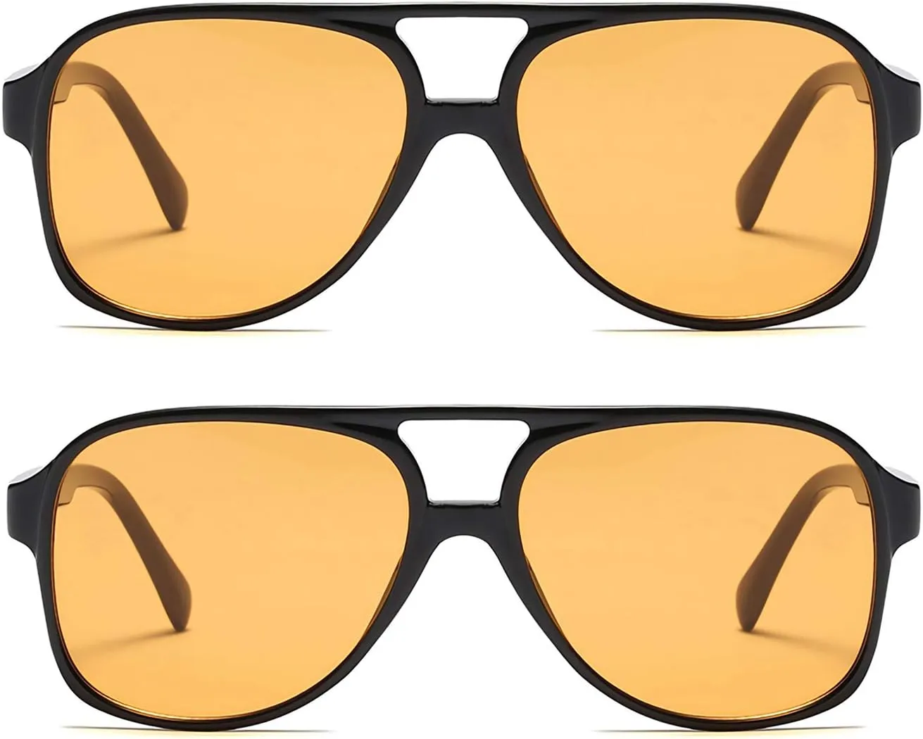 OSAGAMA Vintage Retro Sunglasses 70s Yellow Tinted Aviator Large Sun Glasses for Women
