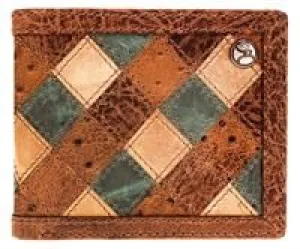 Ouray Roughy Ostrich Print Leather Diamond Patchwork Trifold Wallet from Hooey