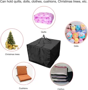 Outdoor Cushion Storage Bag, Patio Cushion Storage Bag with Zipper and Handle, Waterproof Patio Storage for Furniture, Bedding, 31.9''*31.9''*24'' (Black)