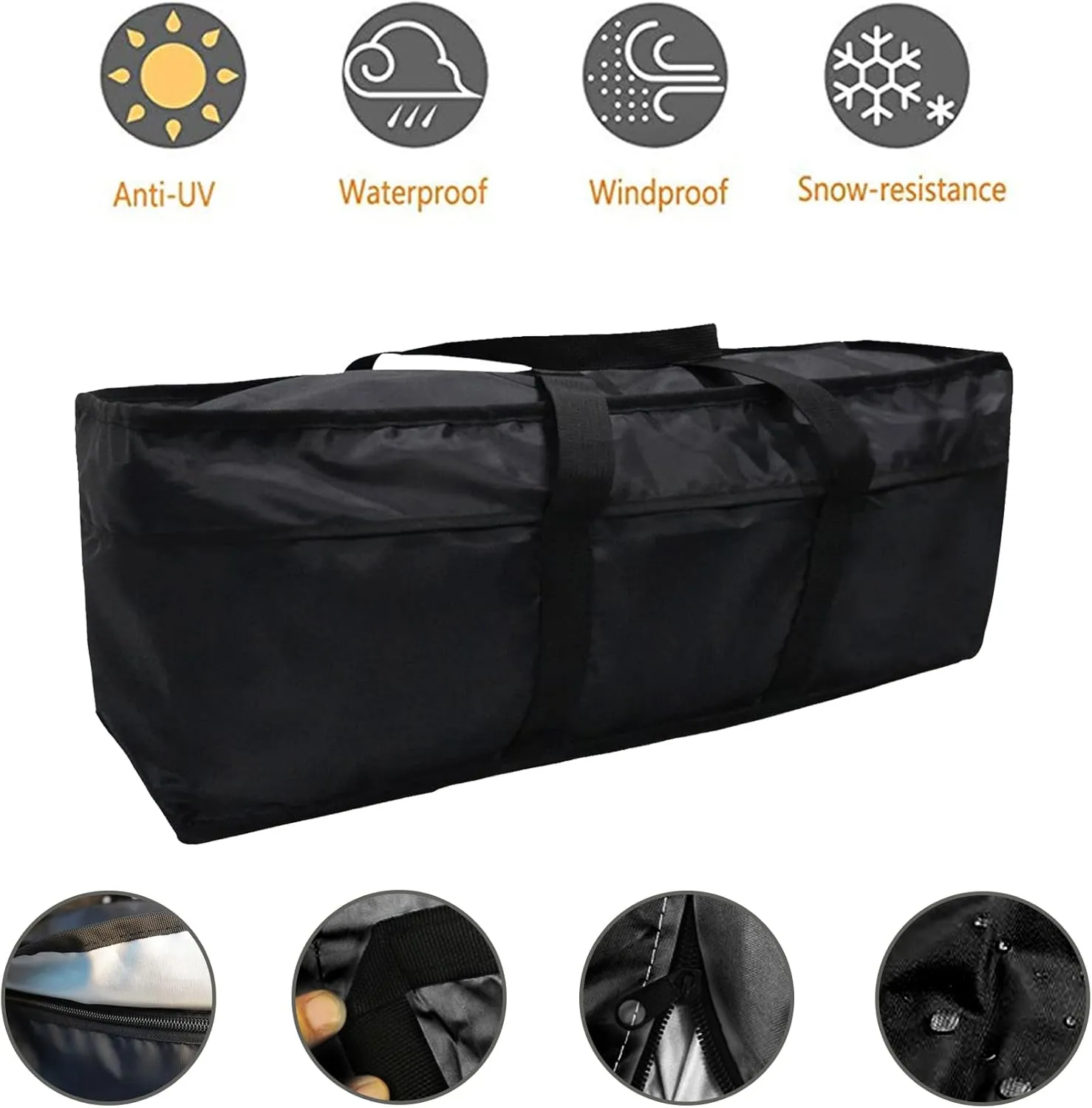 Outdoor Cushion Storage Extra Large Bag 65 x 20 x 28 Inch with Zipper Waterproof and Handle for Patio Furniture Sofa Seat Cusion