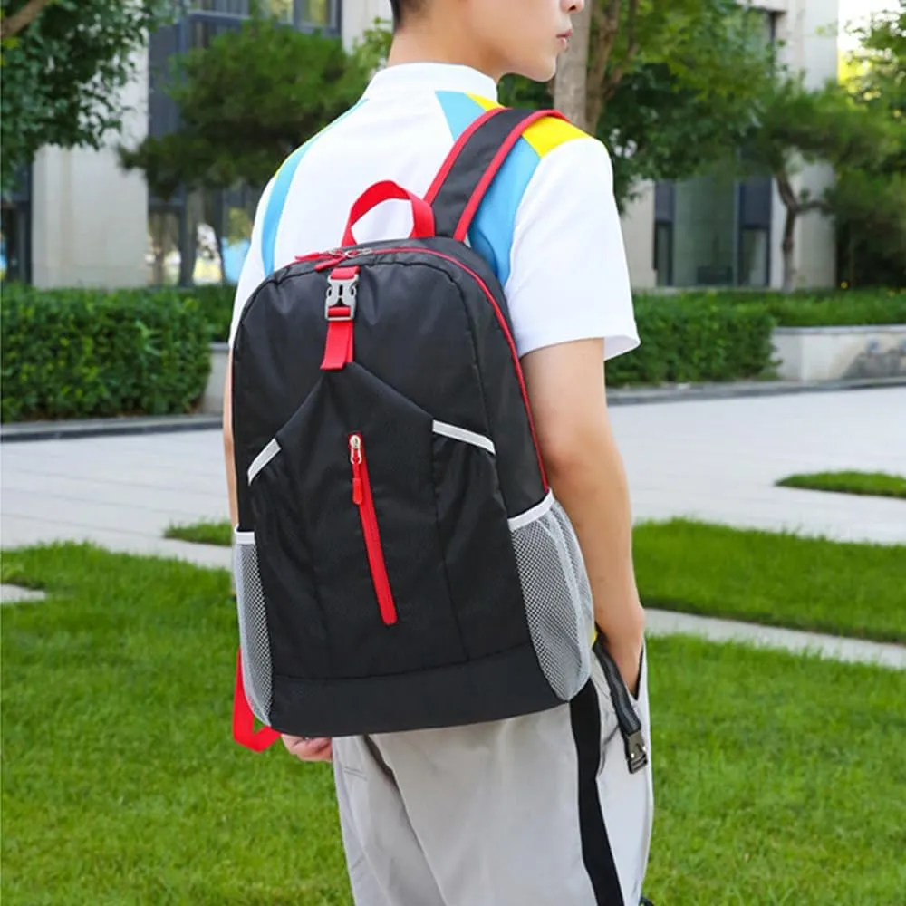 Outdoor splash proof sports backpack foldable storage bag large capacity backpack (blue)