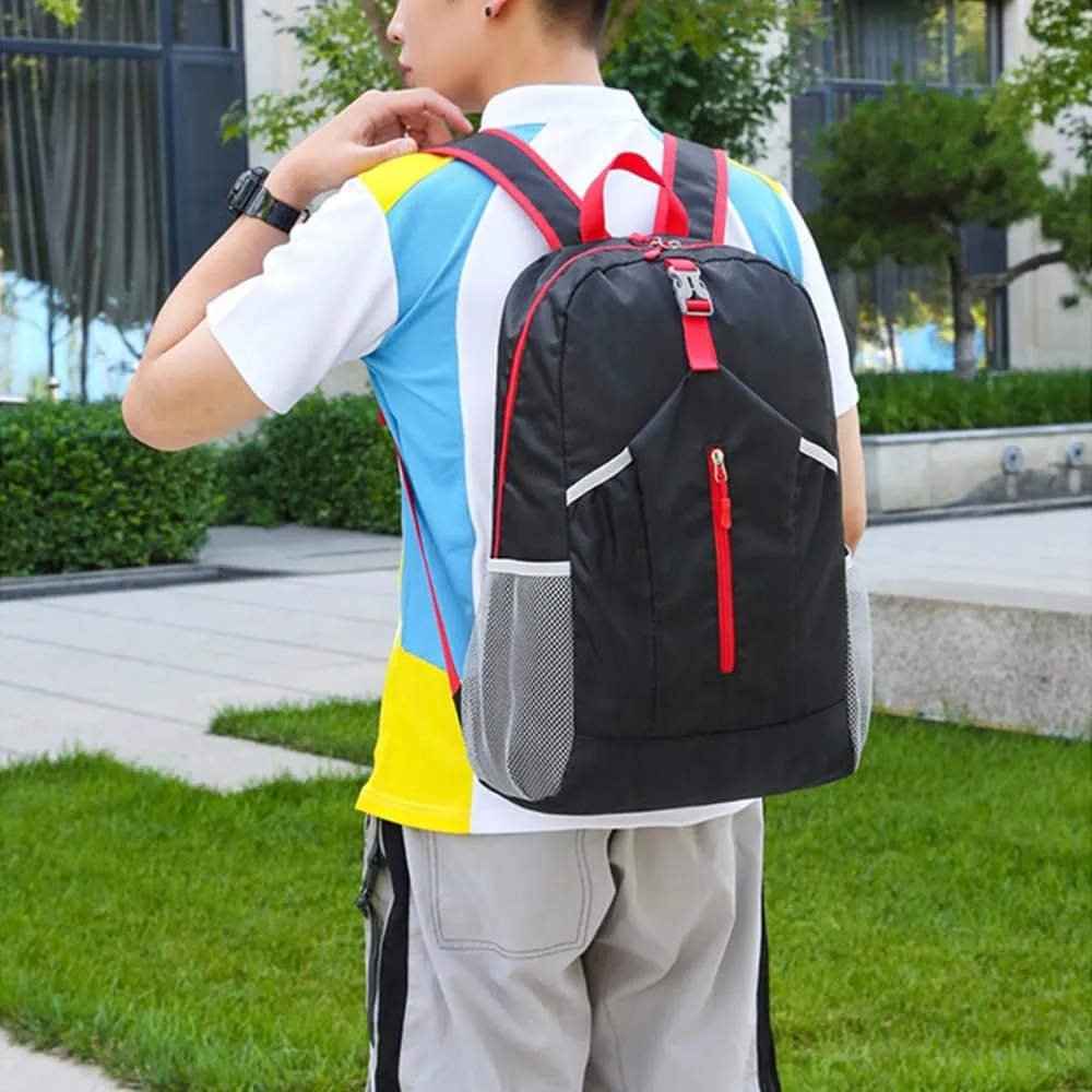 Outdoor splash proof sports backpack foldable storage bag large capacity backpack (blue)