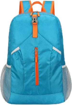 Outdoor splash proof sports backpack foldable storage bag large capacity backpack (blue)