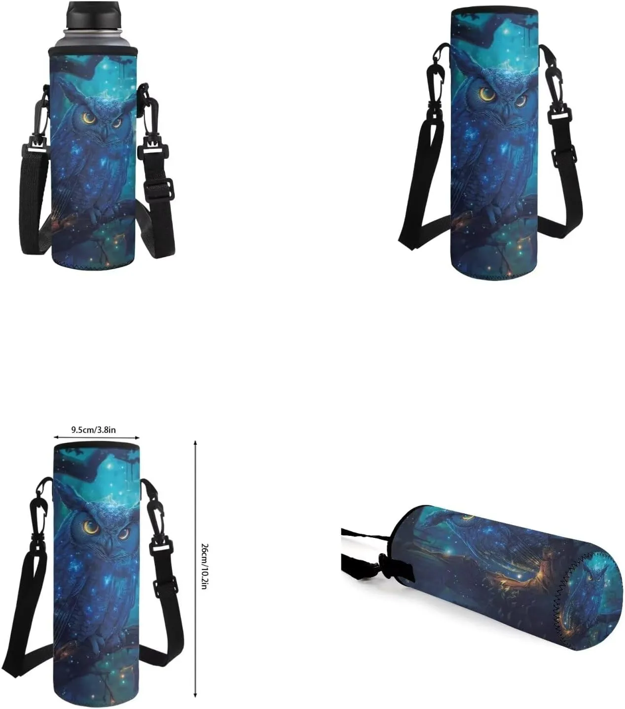 Owl Backpack for Girls Kids Backpack with Lunch Box Water Bottle Carrier with Strap and Big Pencil Case 4PCS Set Bookbag with Front Pocket for School 17 inch Large Capacity School Bag for Boys