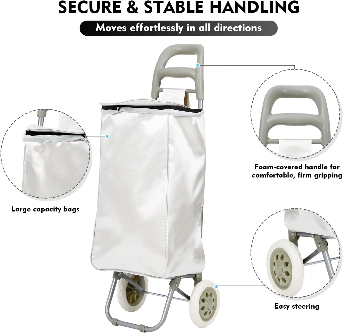 Panana Shopping Truck Folding Grocery Bag 2 Wheels Foldable Cart Hand Truck Storage Carts (GY)