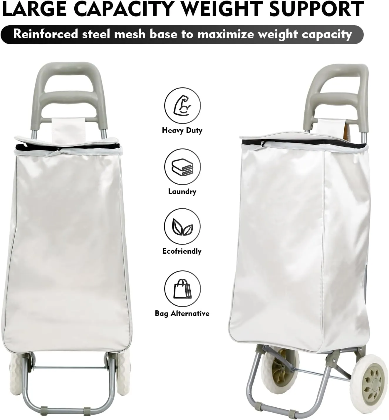 Panana Shopping Truck Folding Grocery Bag 2 Wheels Foldable Cart Hand Truck Storage Carts (GY)
