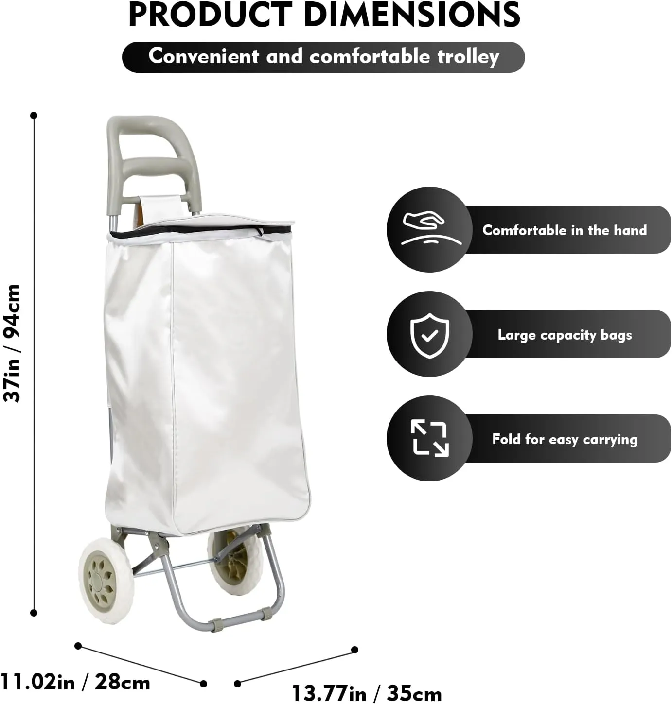 Panana Shopping Truck Folding Grocery Bag 2 Wheels Foldable Cart Hand Truck Storage Carts (GY)