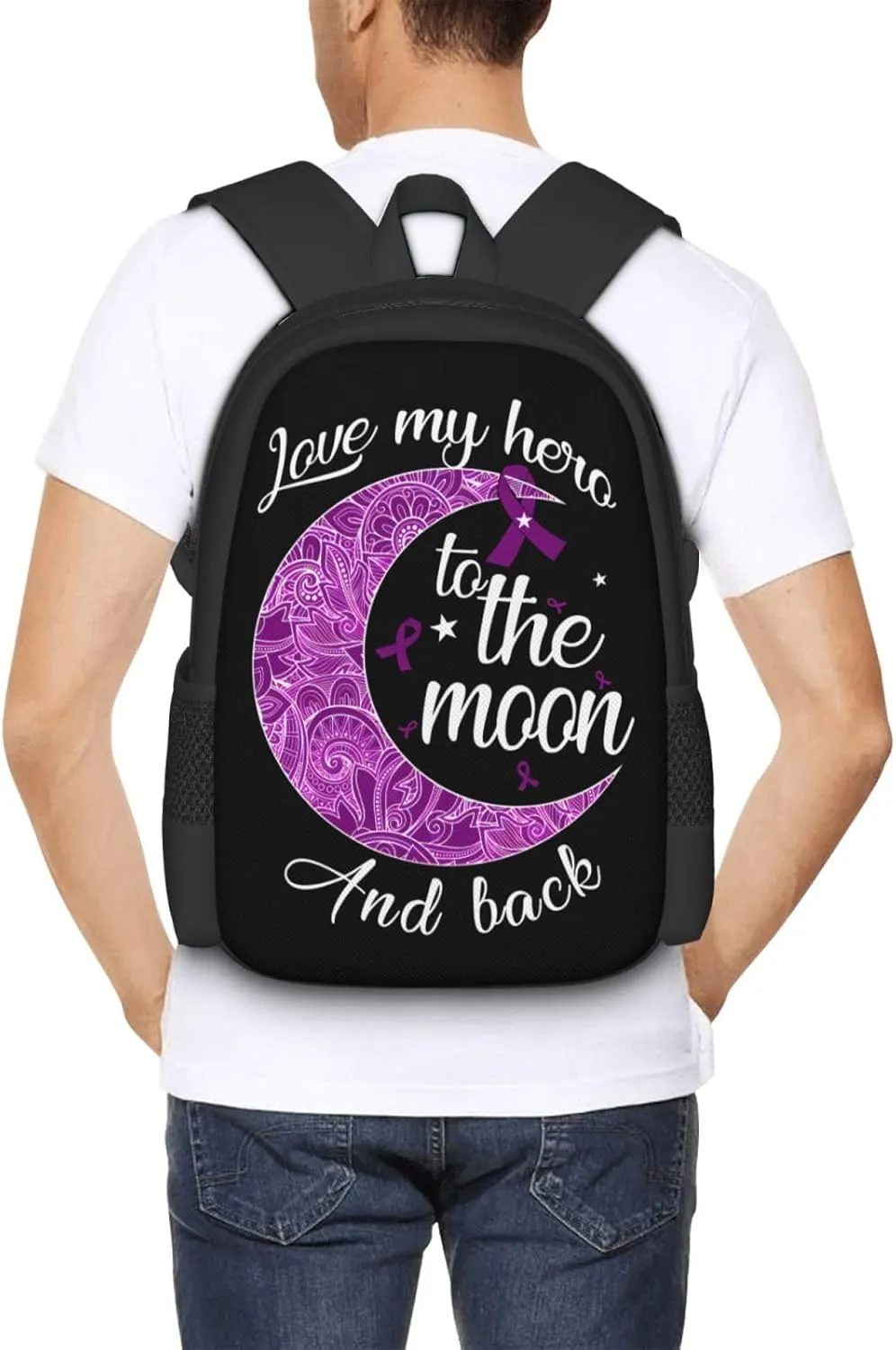 Pancreatic Cancer Awareness Backpack Lightweight Large Capacity Laptop Backpack Travel Backpacks for Unisex