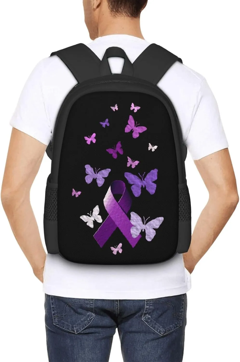 Pancreatic Cancer Awareness Backpack Lightweight Large Capacity Laptop Backpack Travel Backpacks for Unisex
