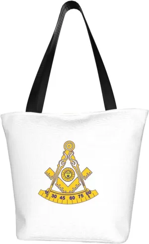 Past Master Masonic Emblem Women'S Casual One Shoulder Carry Shopping Bag Large Capacity Working Storage Handbag
