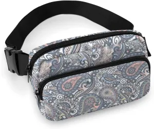 Pastel Purple Coral Pink Paisley Art Large Capacity Portable All Print Waist Bag