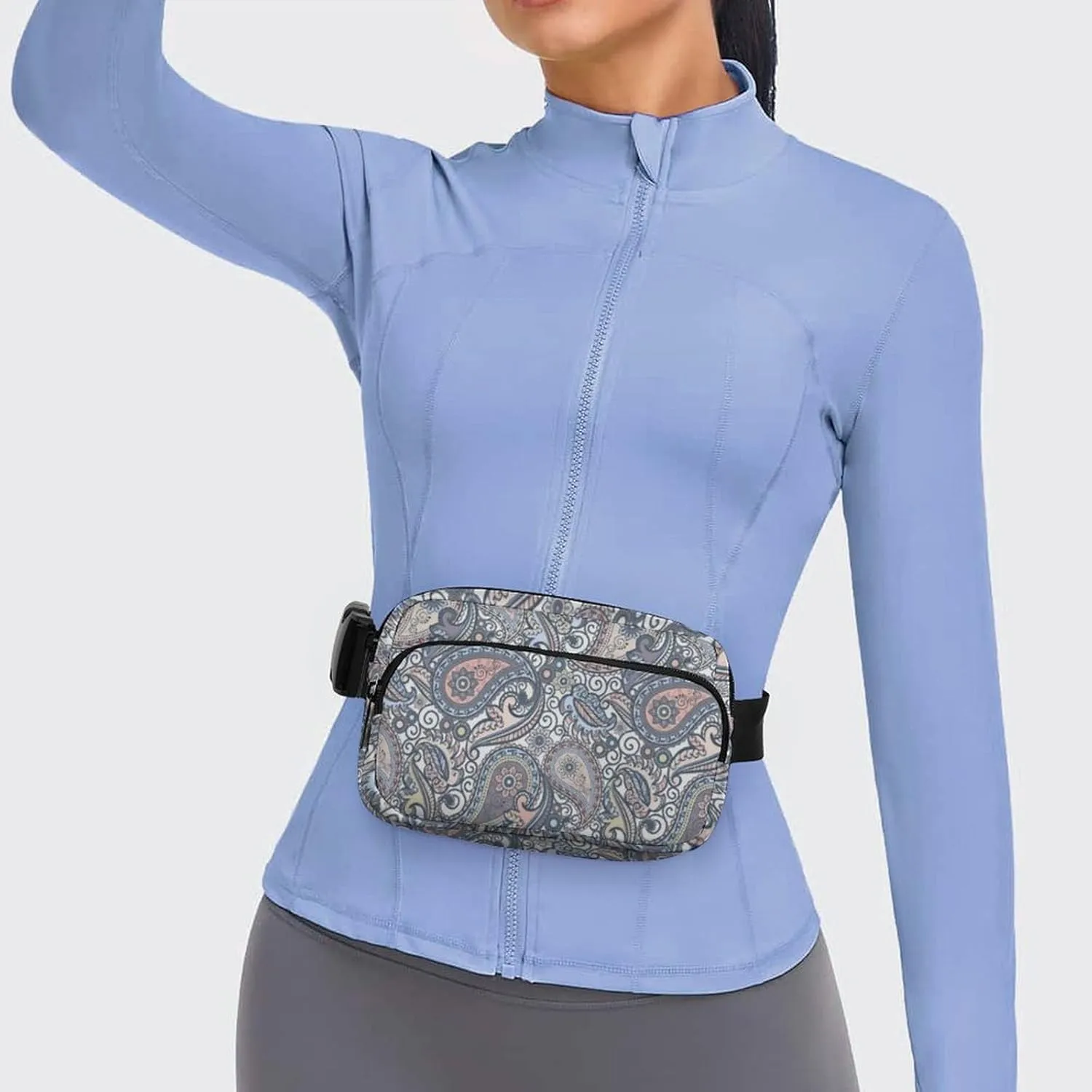 Pastel Purple Coral Pink Paisley Art Large Capacity Portable All Print Waist Bag