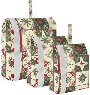 Patchwork Squares Travel Storage Bag with Lanyard - Portable Lightweight Classified Storage Bag with Zipper, Dust and Waterproof Travel Packing Cube for Suitcase,3 Pieces