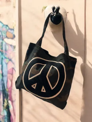 Peace sign camo bag