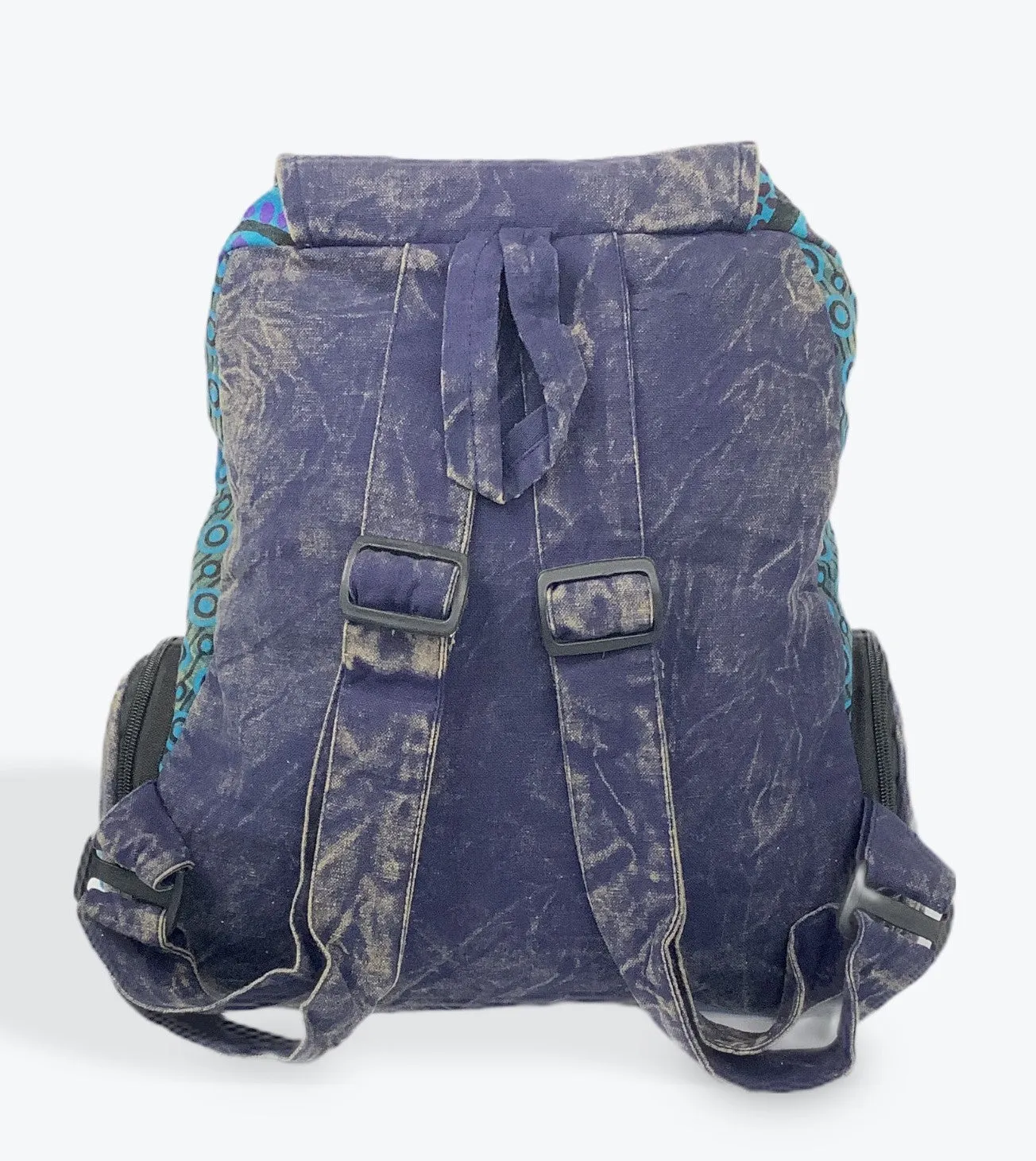 Peace Stonewashed Patchwork Backpack Nepalese