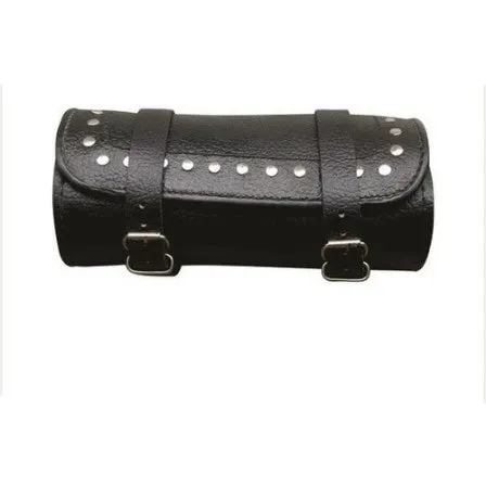 Pebble Grain Finish Leather Round Studded Tool Bag